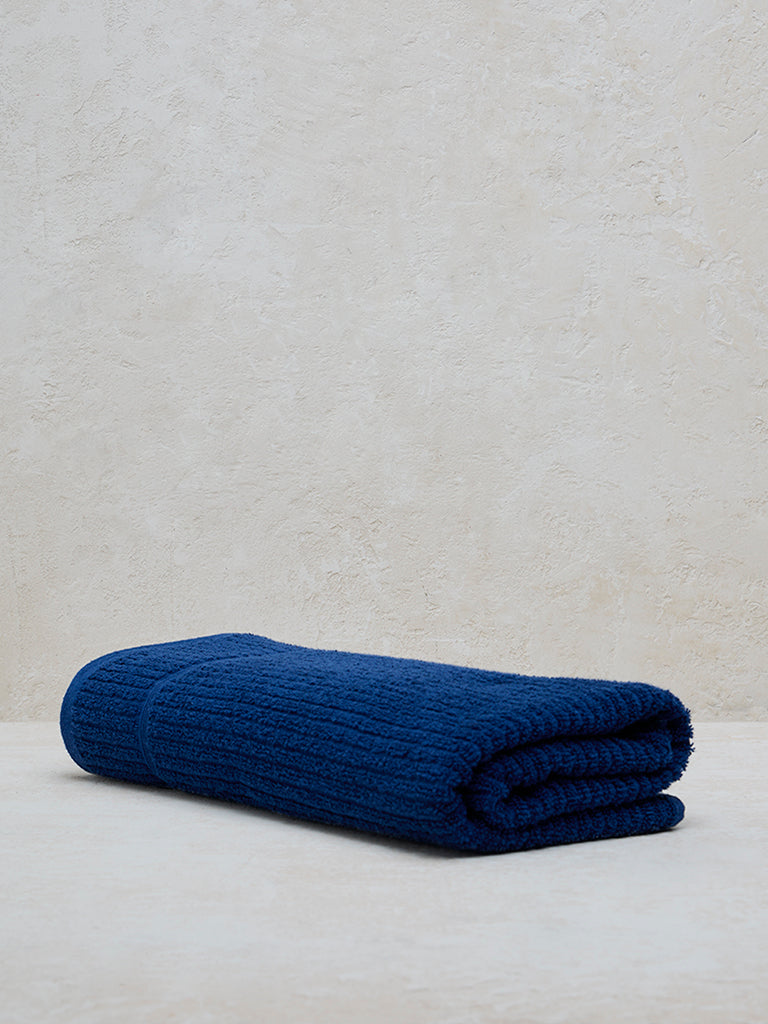 Buy Westside Home Dark Blue Self Striped Bath Towel from Westside