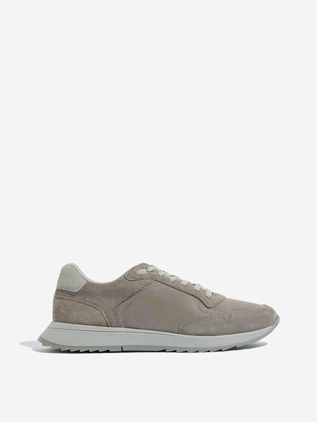 Westside SOLEPLAY Men's Grey Faux-Suede Lace Up Sneakers for Casual Wear Side View