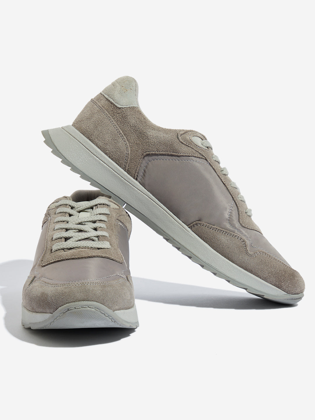 Westside SOLEPLAY Men's Grey Faux-Suede Lace Up Sneakers for Casual Wear Zoomed View