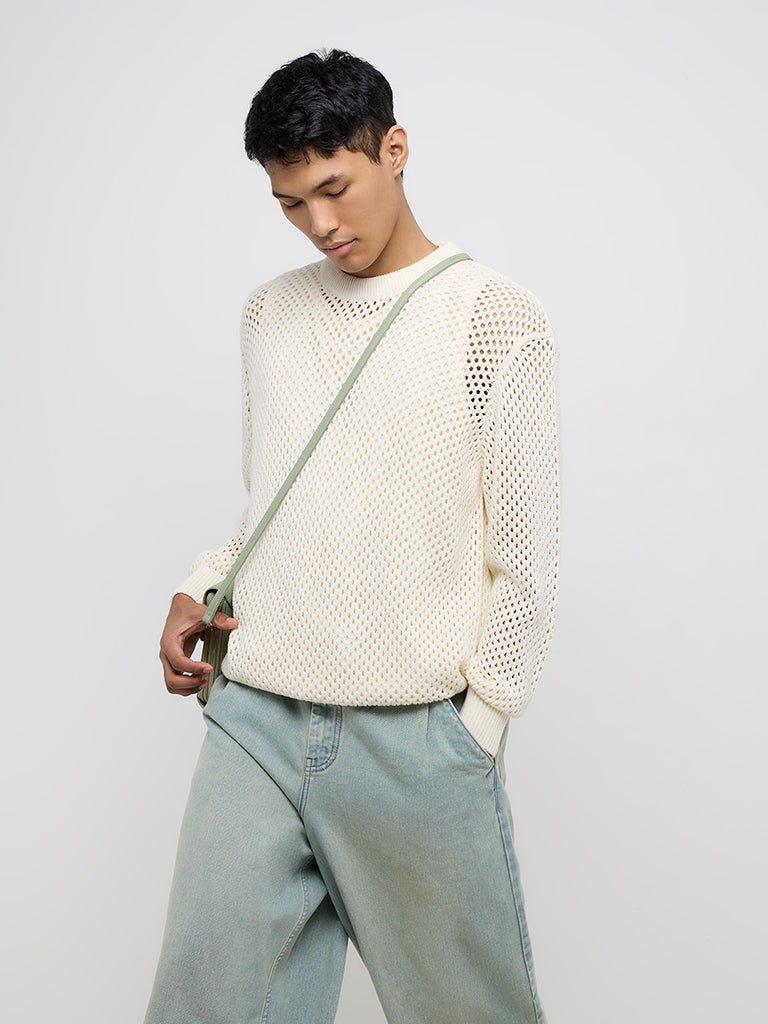 White crochet sweater hotsell