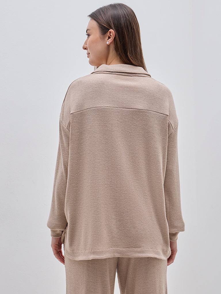 Wunderlove Dark Brown Ribbed Shirt