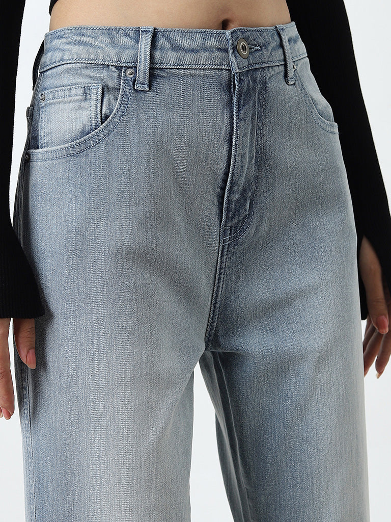 Nuon Light Blue Wide Leg - Fit High - Rise Jeans