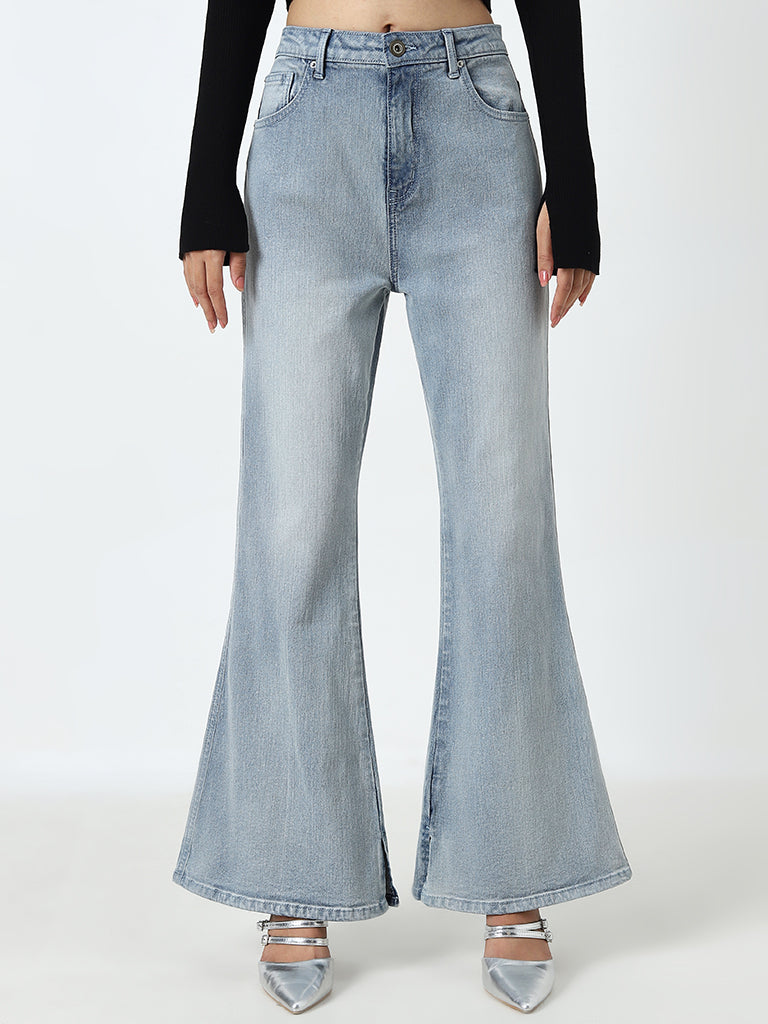 Nuon Light Blue Wide Leg - Fit High - Rise Jeans