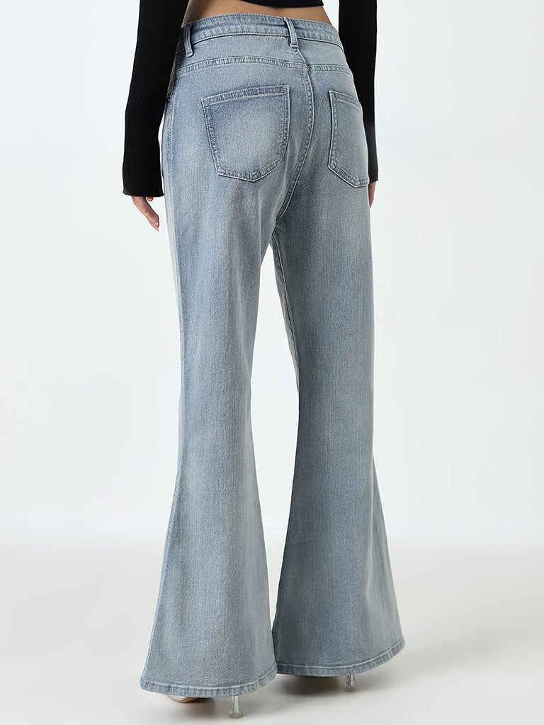 Nuon Light Blue Wide Leg - Fit High - Rise Jeans