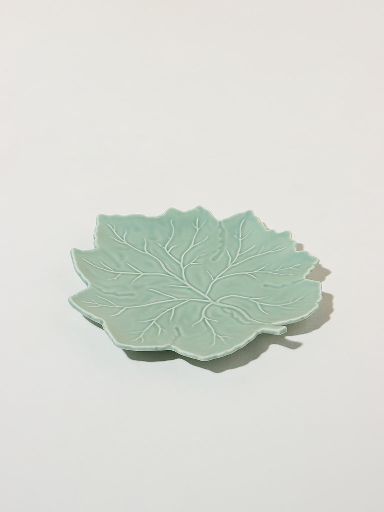 Westside Home Green Leaf Design Small Serving Platter