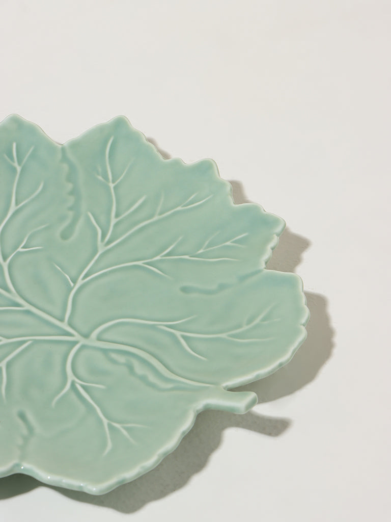 Westside Home Green Leaf Design Small Serving Platter