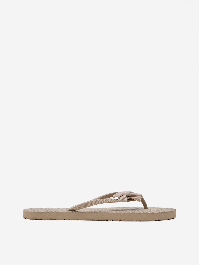 LUNA BLU Beige Bow-Detailed Flip-Flop