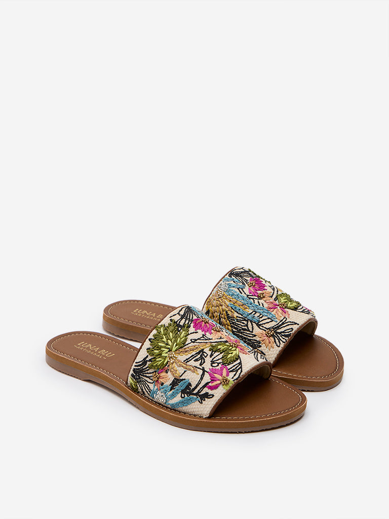 LUNA BLU Multicolour Embroidered Slides