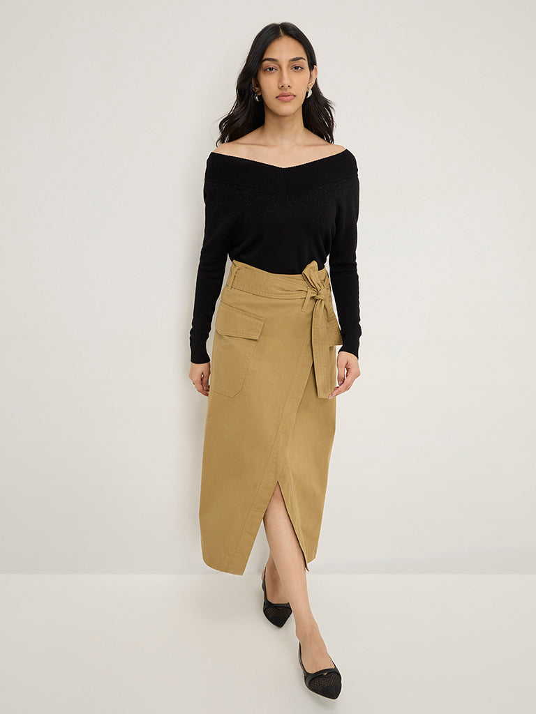 LOV Black Shimmer-Detailed Sweater