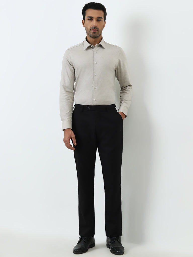WES Formals Dusty Grey Slim-Fit Cotton-Blend Shirt