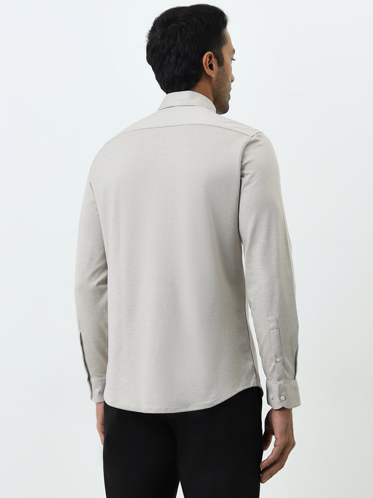 WES Formals Dusty Grey Slim-Fit Cotton-Blend Shirt