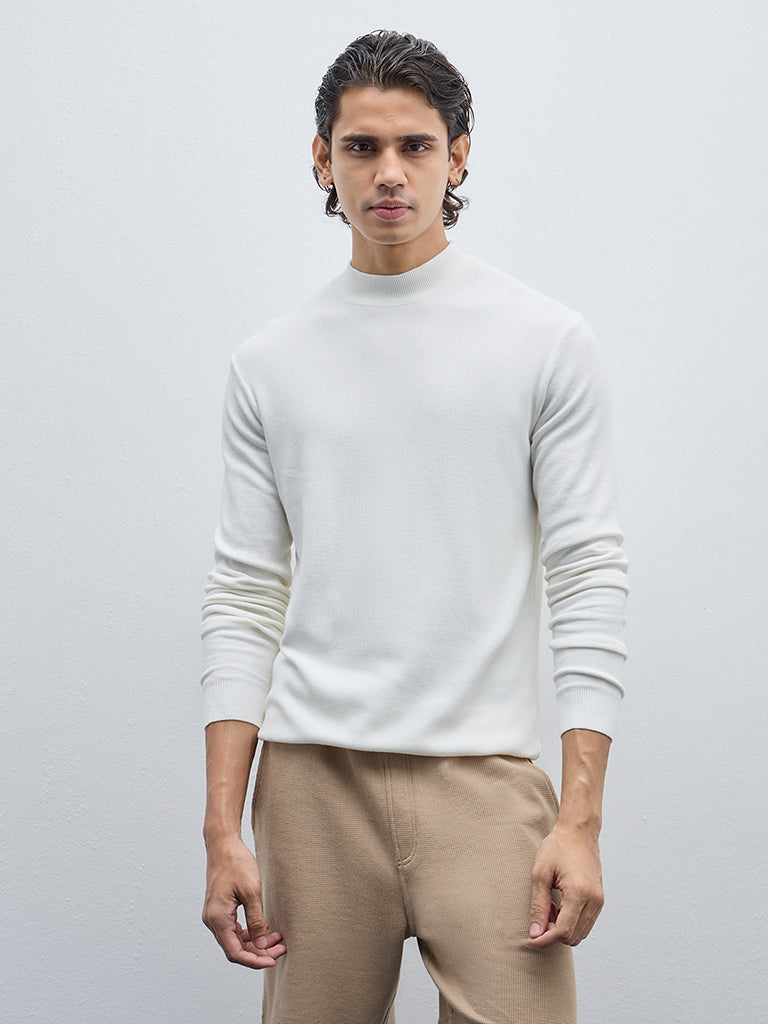 Buy WES Formals Off White Slim Fit Sweater from Westside