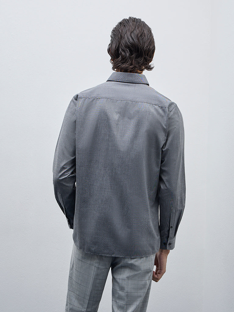 WES Formals Charcoal Slim-Fit Shirt