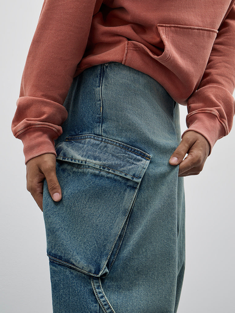 Nuon Blue Acid Wash Relaxed - Fit Mid - Rise Jeans