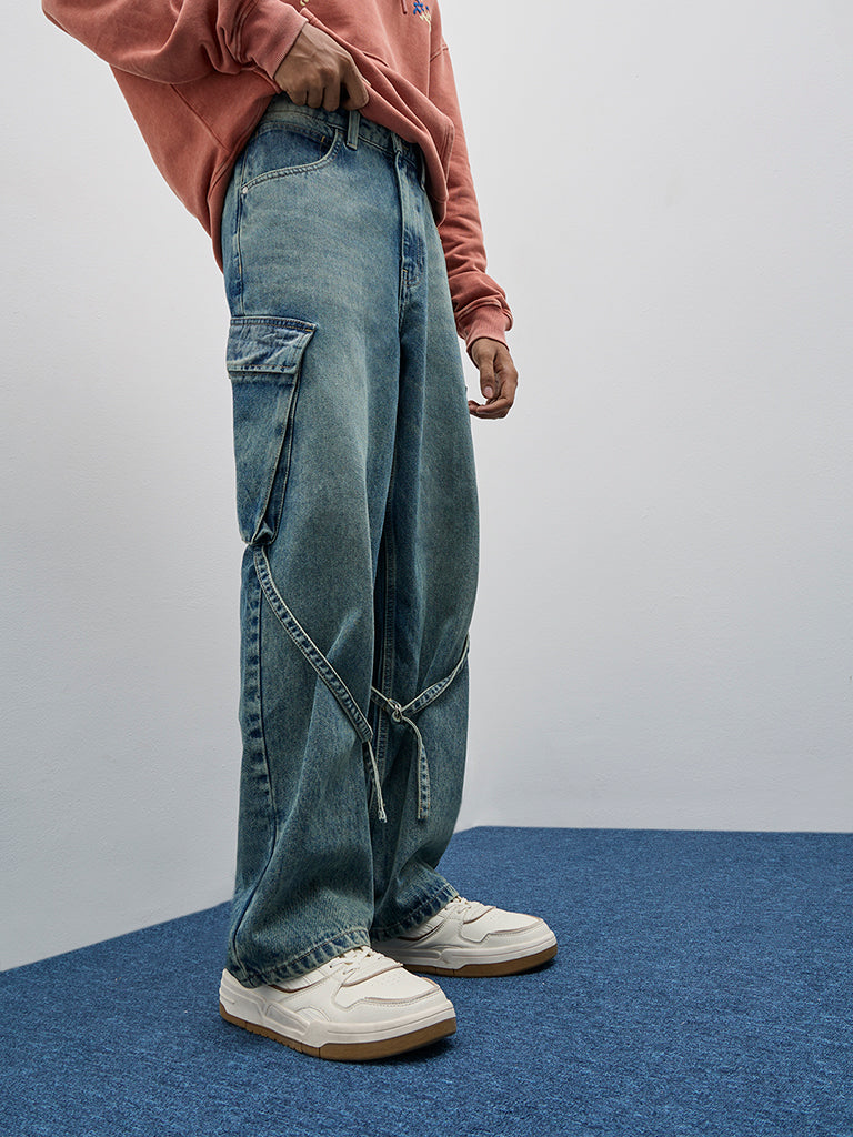 Nuon Blue Acid Wash Relaxed - Fit Mid - Rise Jeans