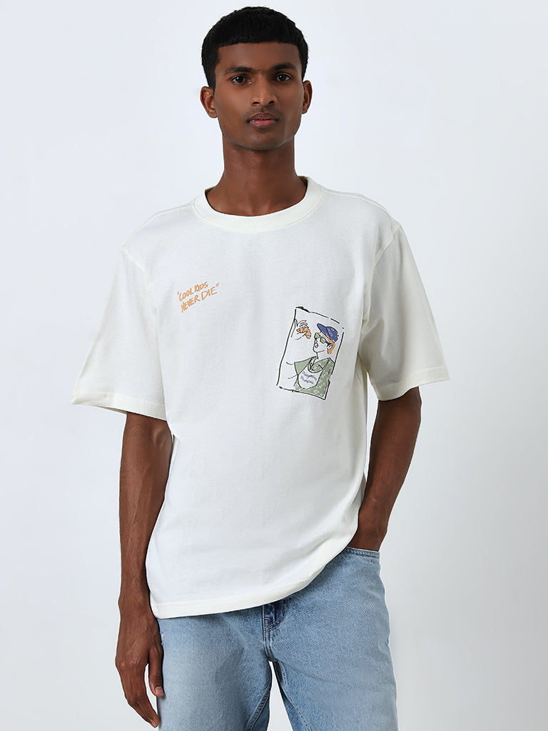 Buy Nuon Off-White Graphic Design Relaxed-Fit Cotton T-Shirt from
