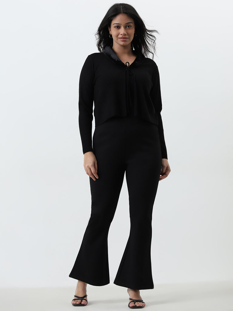 Bootcut black trousers plus size clearance