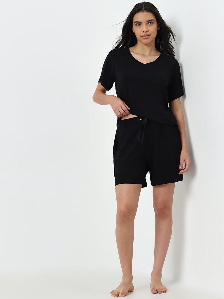Wunderlove Black High-Rise Supersoft Lounge Shorts