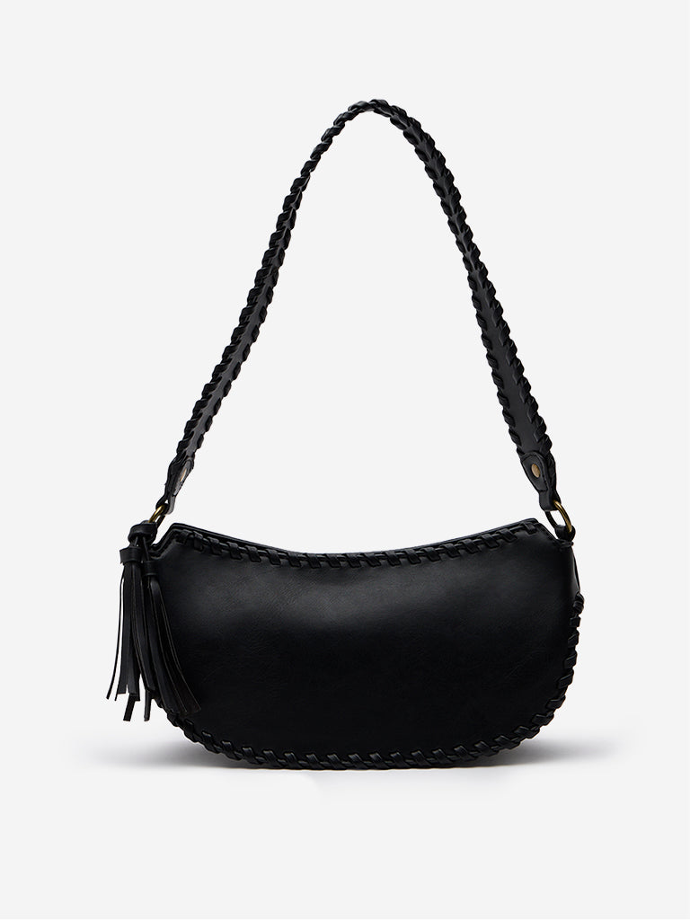 Women Accessories Black Seam-Detailed Shoulder Bag