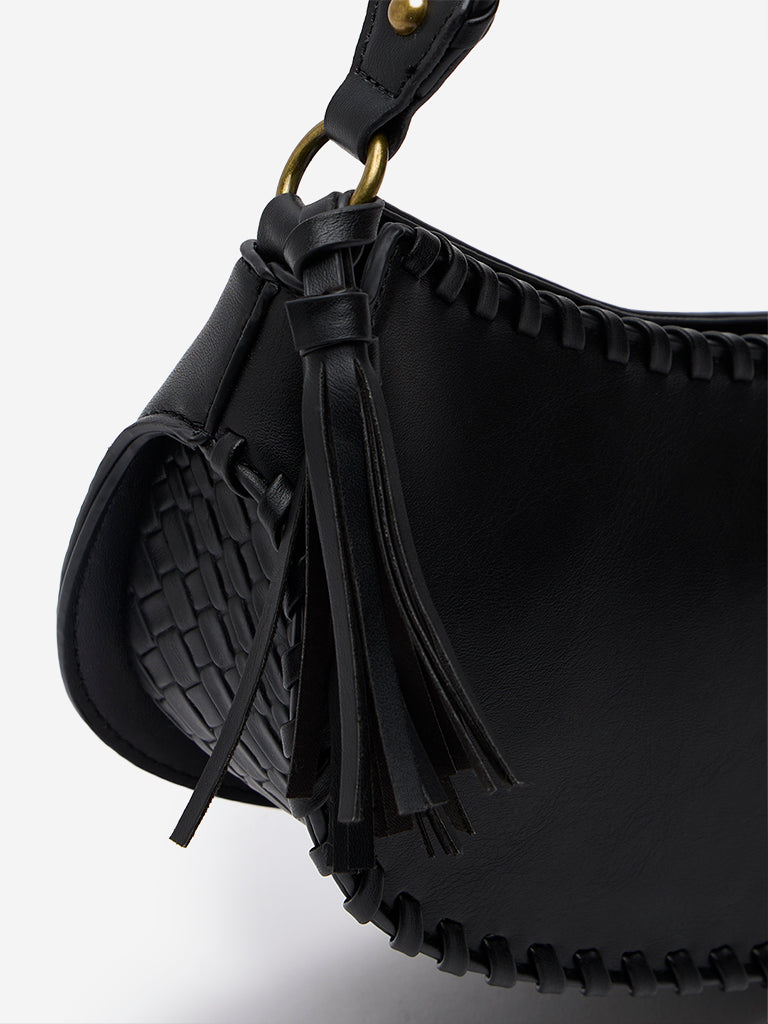 Women Accessories Black Seam-Detailed Shoulder Bag