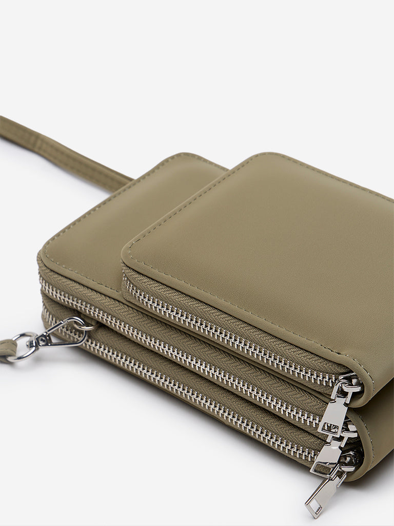 Women Accessories Green Wallet-Style Sling Bag