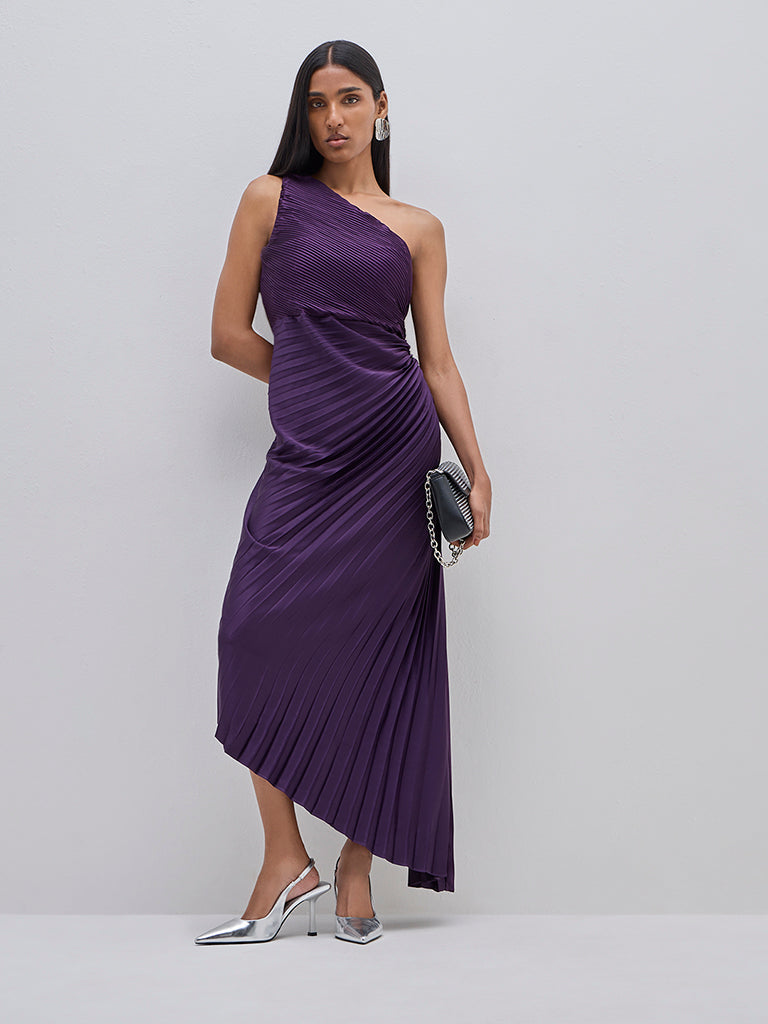 Wardrobe Purple Cut-Out Asymmetrical Dress