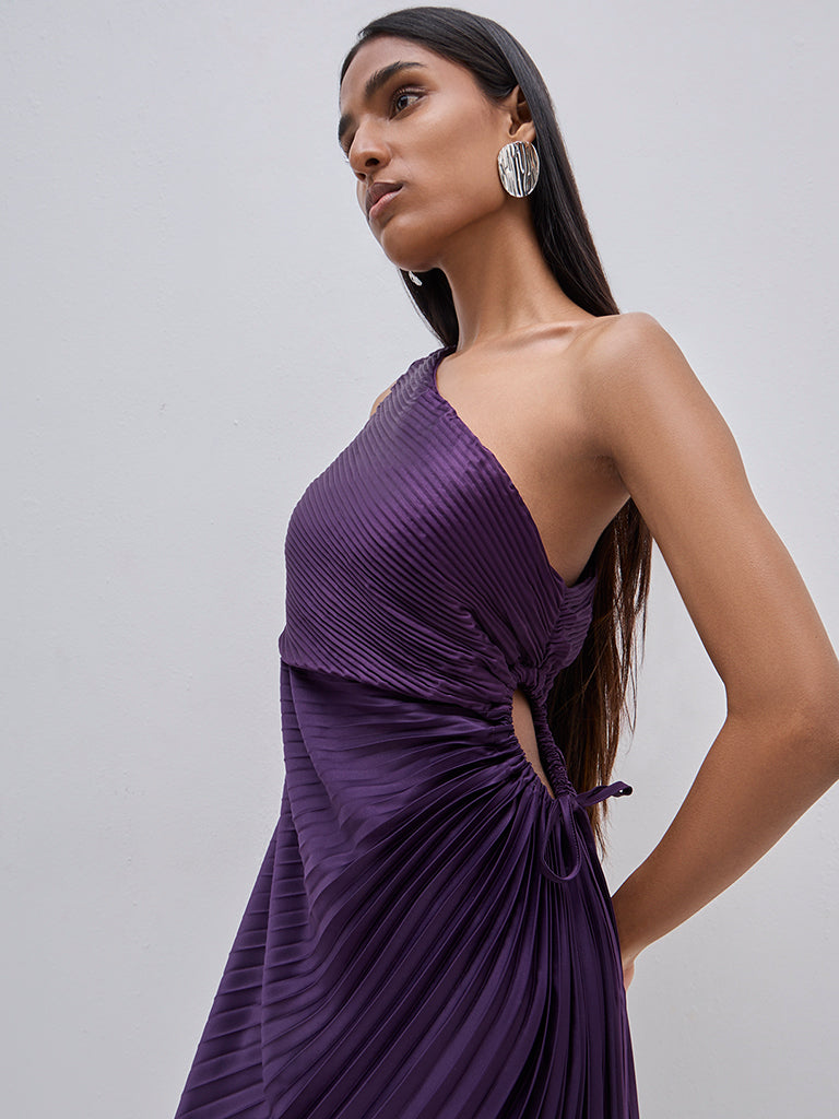 Wardrobe Purple Cut-Out Asymmetrical Dress