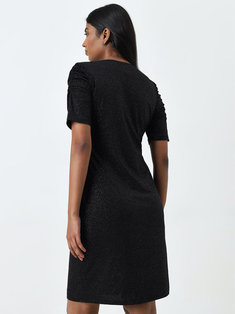 Wardrobe Black Embellished A-Line Dress