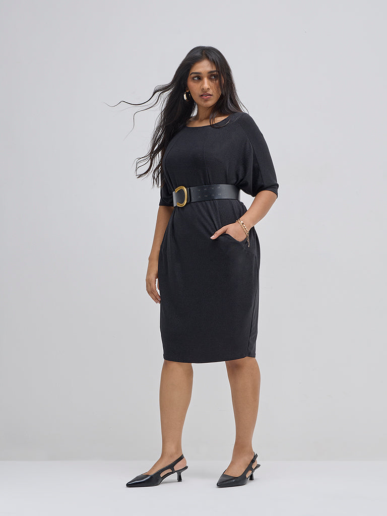 Gia Black Glitter Design Straight Dress