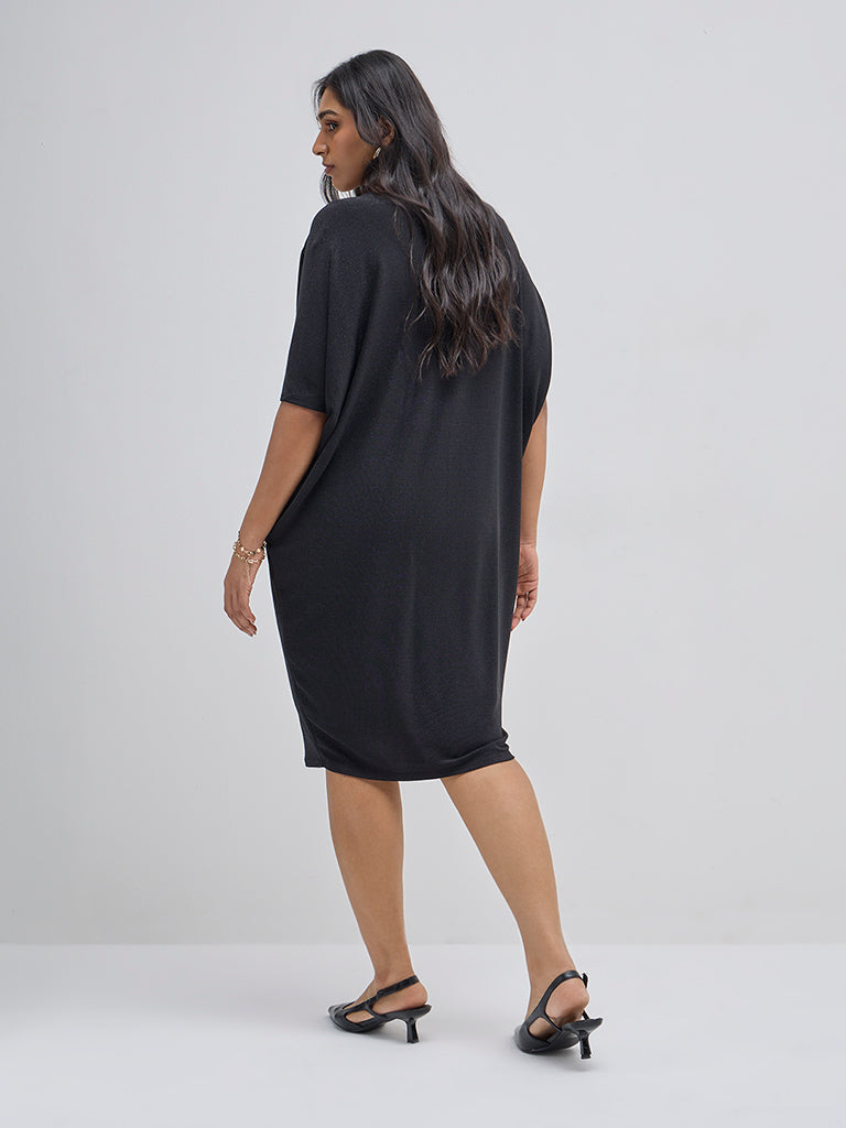 Gia Black Glitter Design Straight Dress