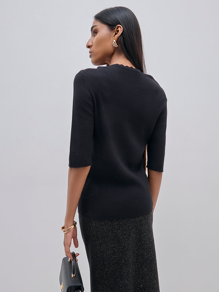 Wardrobe Black Ribbed Sweater