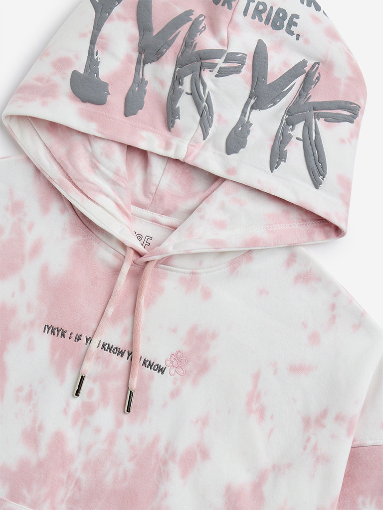 Y&F Kids Pink Tie-Dye Printed Cotton-Blend Sweatshirt