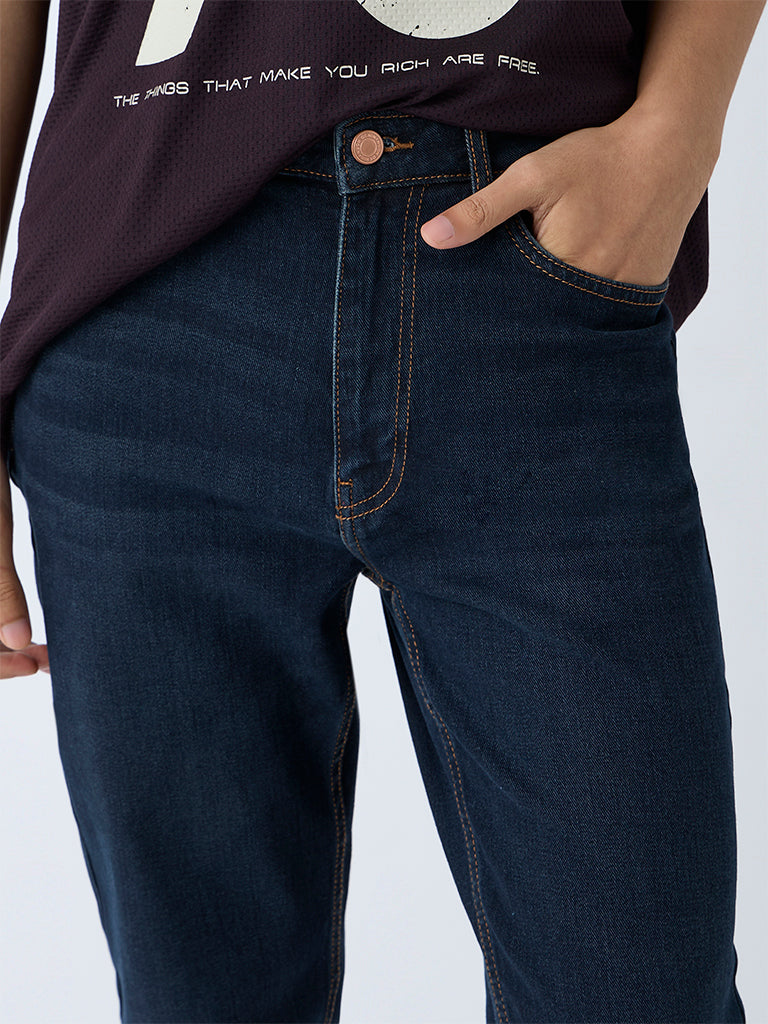 Nuon Dark Blue Slim-Fit Mid-Rise Jeans