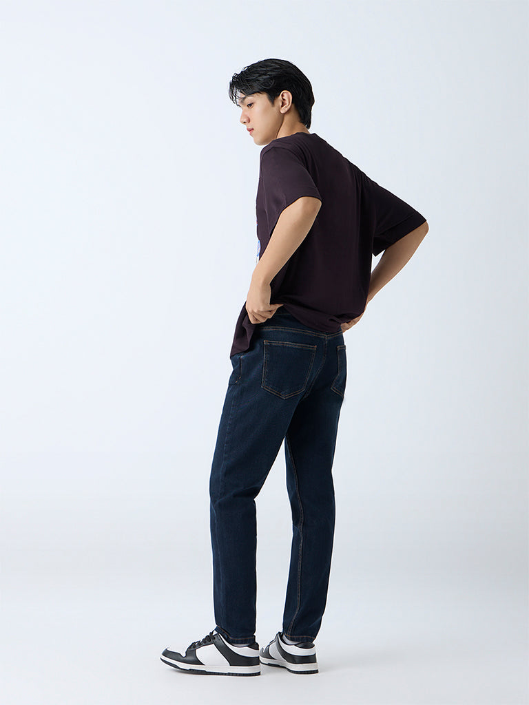 Nuon Dark Blue Slim-Fit Mid-Rise Jeans