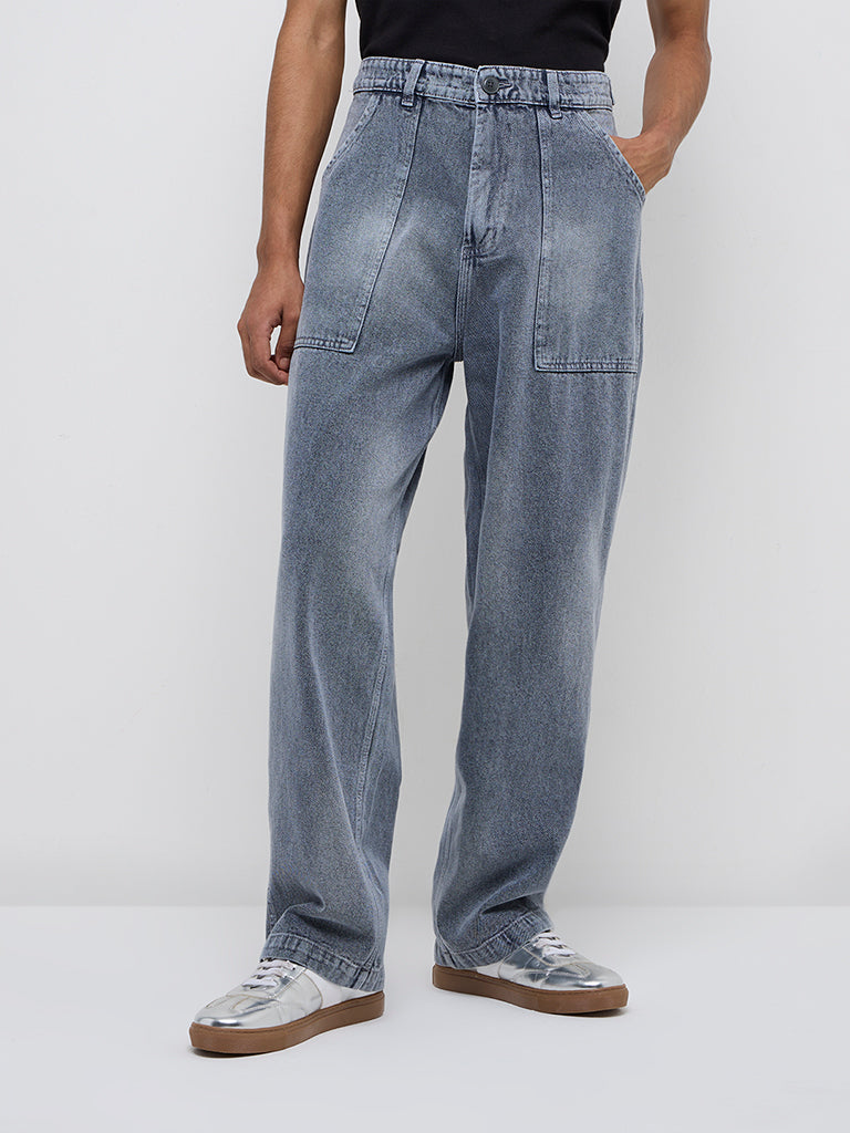 Nuon Blue Washed Relaxed - Fit Mid - Rise Jeans