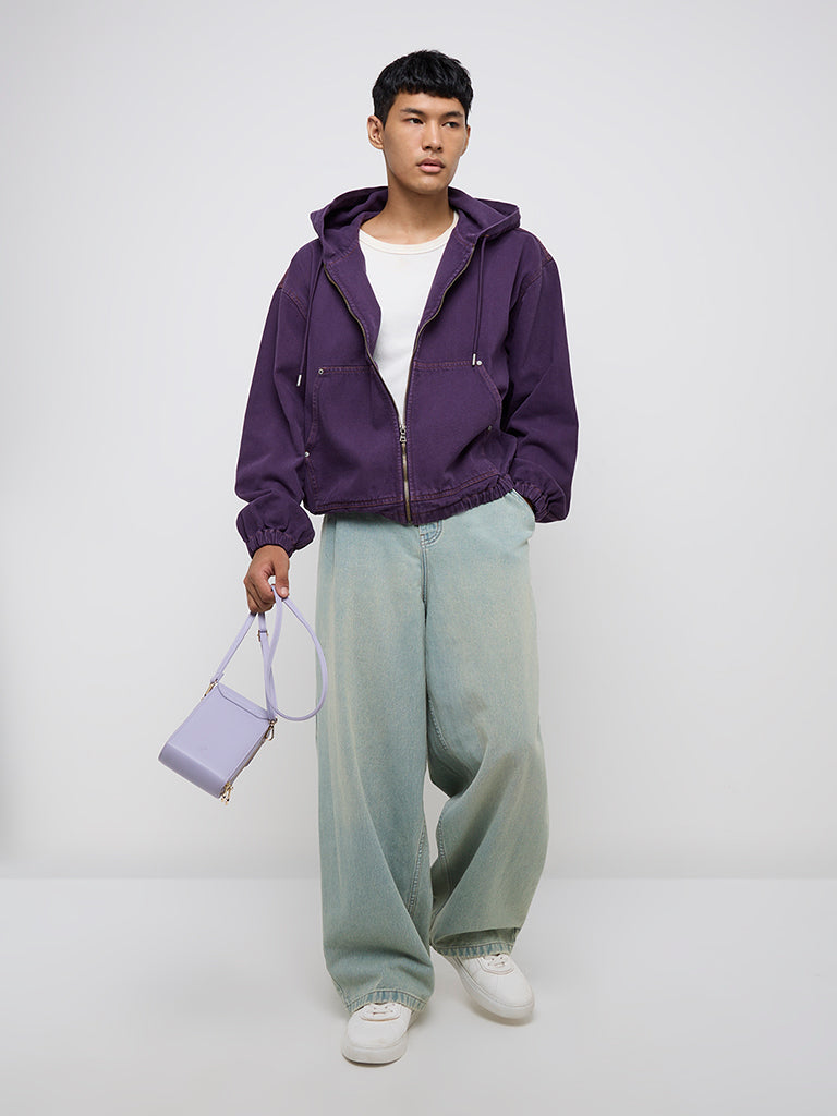 Nuon Purple Relaxed-Fit Denim Jacket