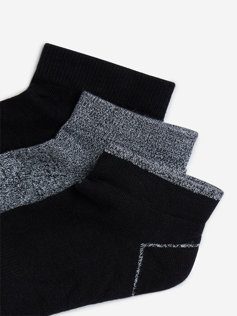 Westside WES Lounge Men's Black Trainer Cotton-Blend Socks -Pack of 3 for Casual Wear Zoomed View