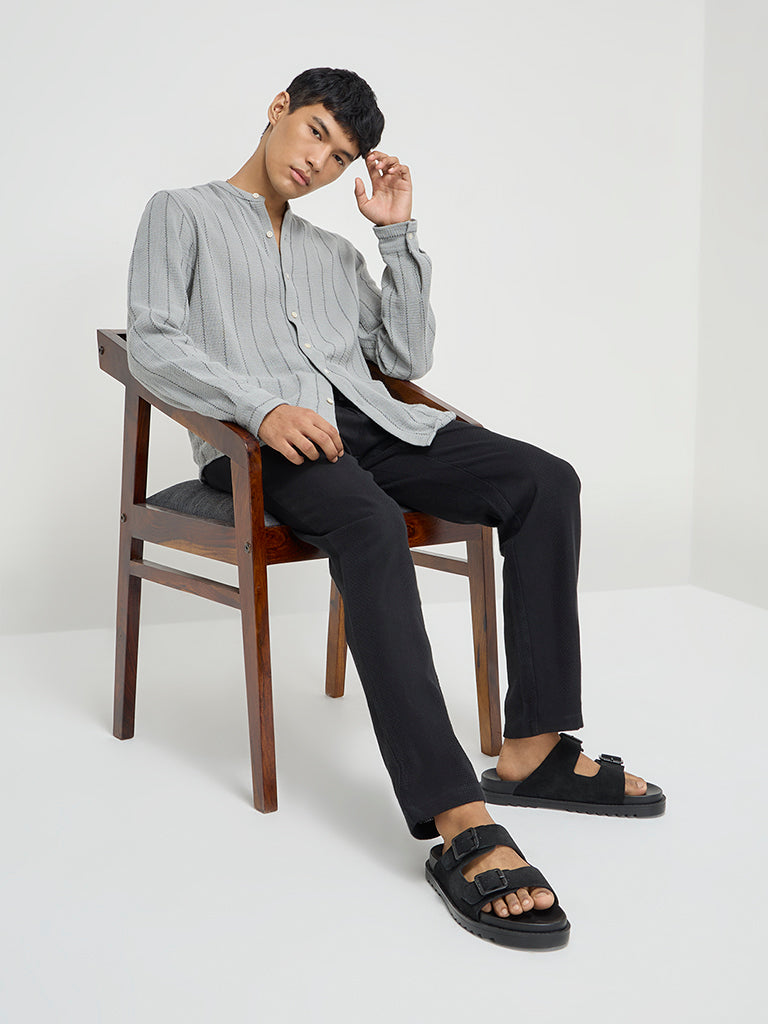 ETA Grey Knitted Resort-Fit Cotton Shirt