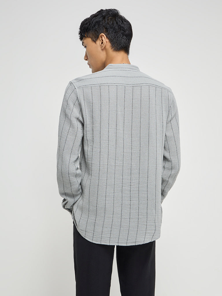 ETA Grey Knitted Resort-Fit Cotton Shirt