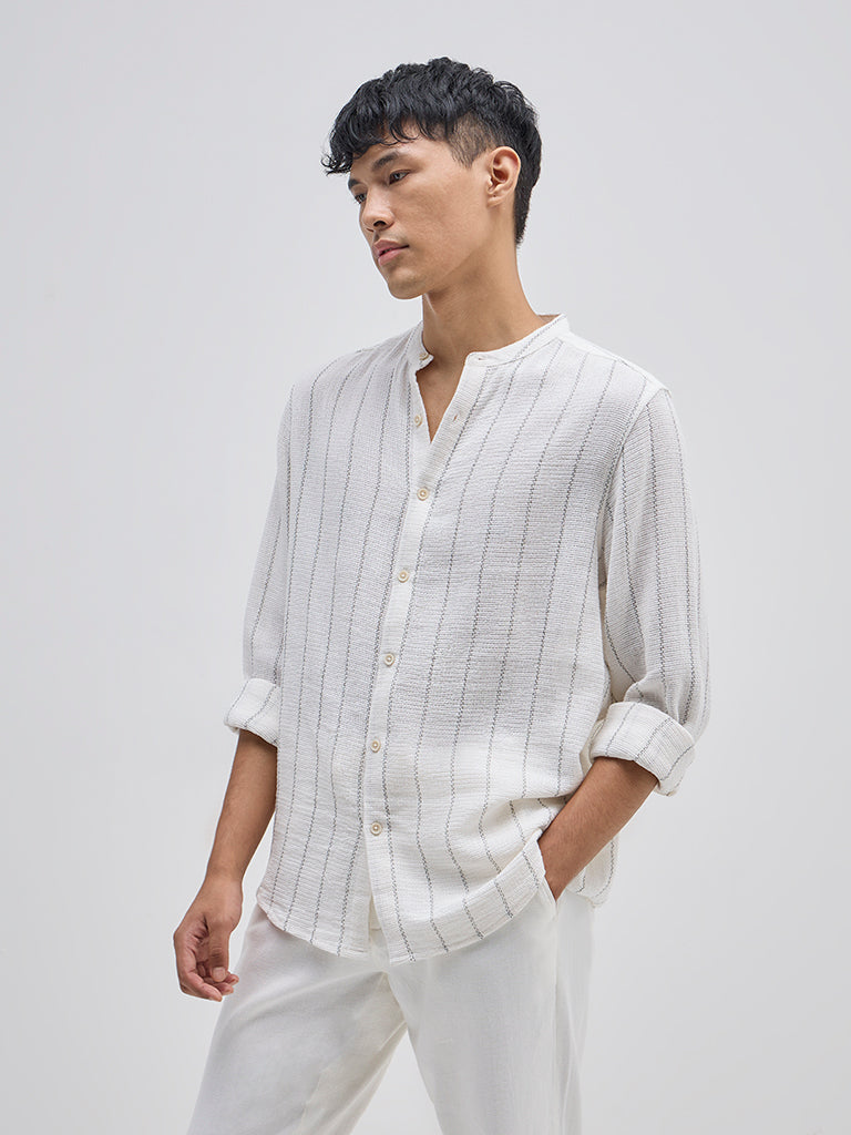 ETA Off-White Striped Resort-Fit Cotton Shirt