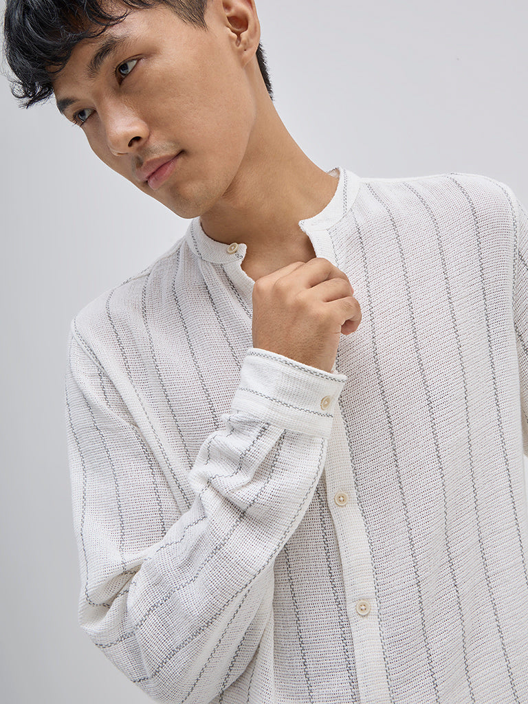 ETA Off-White Striped Resort-Fit Cotton Shirt