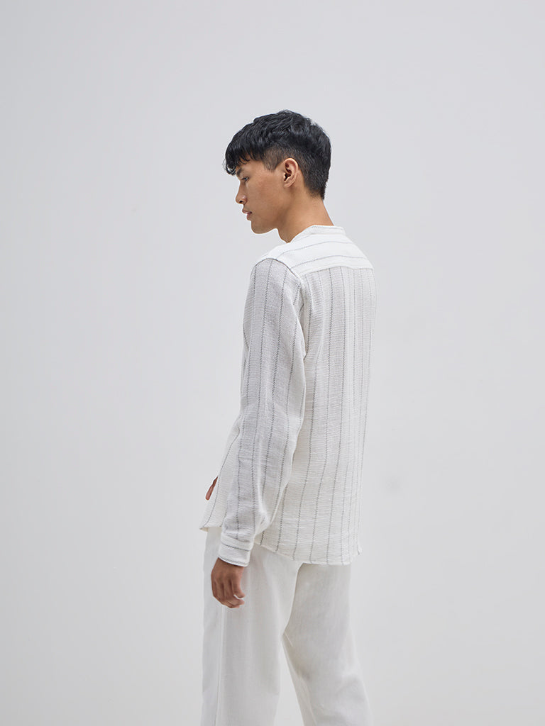 ETA Off-White Striped Resort-Fit Cotton Shirt