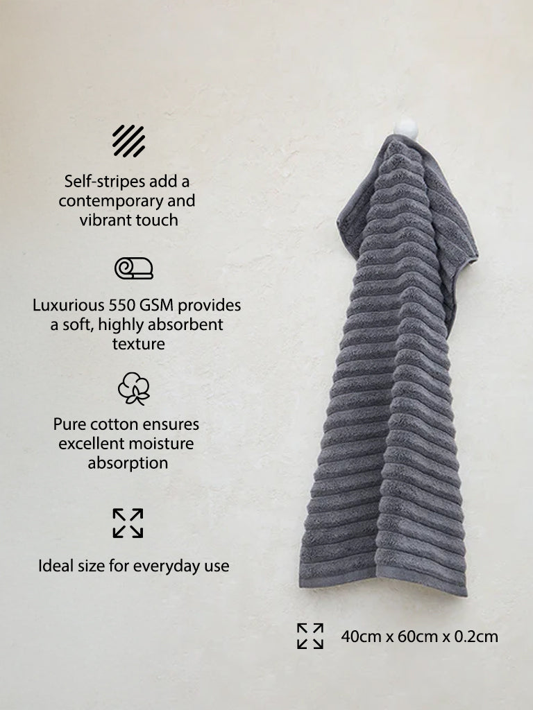 Westside Home Charcoal Self-Striped Hand Towel