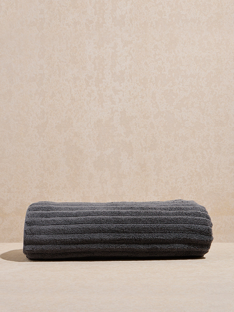 Westside Home Charcoal Self-Striped Bath Towel