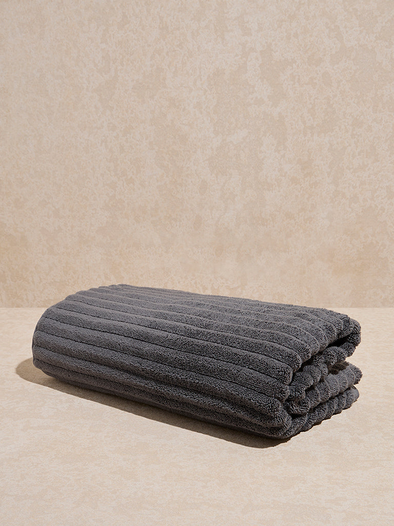 Westside Home Charcoal Self-Striped Bath Towel