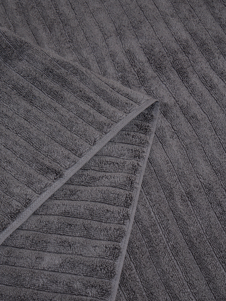 Westside Home Charcoal Self-Striped Bath Towel