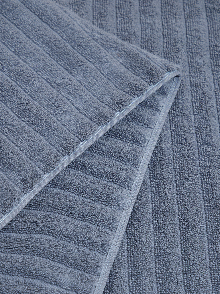 Westside Home Dusty Blue Self-Striped Bath Towel