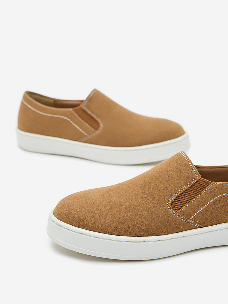 Westside Yellow Kids Mustard Suede Slip-On Shoes for Casual Wear Zoomed View
