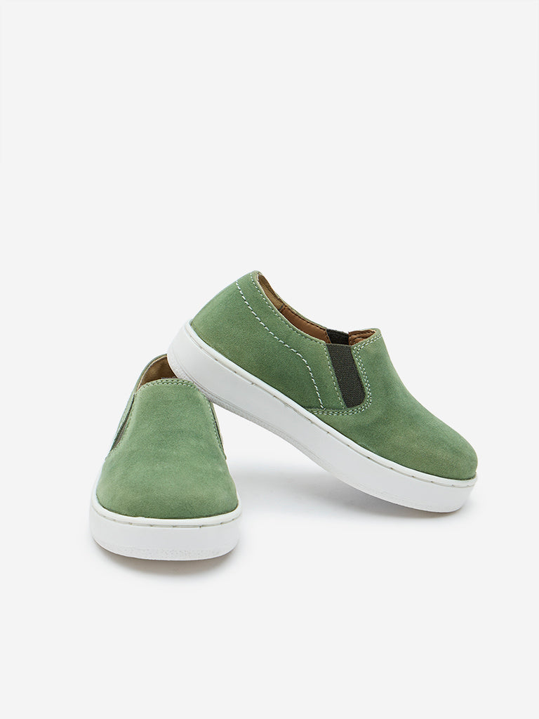 Westside Yellow Kids Olive Suede Slip-On Shoes for Casual Wear Zoomed View