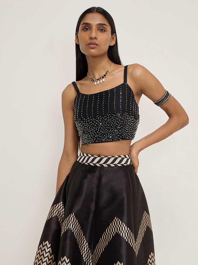 Vark Black Embellished Top